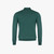 Pine green zipped polo shirt, "Hourglass" jacquard weave