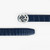 France blue belt in matt crocodile, Lion buckle, width 40mm