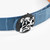 Cloud blue belt in matt crocodile, Lion buckle, width 40mm