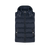 Navy-blue sleeveless padded coat, removable hood