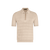 Natural beige zipped polo shirt, "Triangle Shappe" jacquard weave, crocodile detail