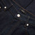 Raw blue jeans, wide fit, camel stitching