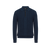 Dark navy zipped polo-shirt, « Crossed Stripes » jacquard weave