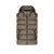 Kaki sleeveless padded coat, removable hood