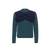 Sage green and blue rounded collar sweater, jacquard weave "Staggered square"