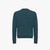 Sage green and blue rounded collar sweater, jacquard weave "Staggered square"