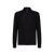 Black zipped polo-shirt, « Rhombus » jacquard weave