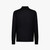 Black zipped polo-shirt, « Rhombus » jacquard weave