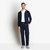 Dark navy blue and light grey bicolor jogging suit