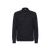 Dark blue zipped polo sweater, "Tartan" jacquard weave