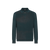 Dark green zipped polo sweater, "Shadows" jacquard weaving