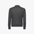Dark charcoal buttoned polo shirt, "Radial Squares" jacquard