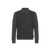 Dark charcoal buttoned polo shirt, "Radial Squares" jacquard