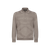 Taupe zip polo sweater, "Big Tartan"
