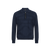 Dark Navy zip polo sweater, "Big Tartan"