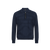 Dark Navy zip polo sweater, "Big Tartan"