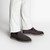 Brown suede kidskin loafers with crocodile detail