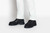 Black suede calfskin boots, calfskin detail