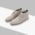 Turtledove-coloured suede calfskin lace-up ankle boots with calfskin detail