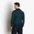 Dark green zipped polo sweater, crocodile detail,  "Steps" jacquard weave