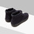 Dark navy blue high derbies in suede calfskin, calfskin detail
