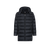 Black long padded coat, removable hood