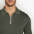 Deep military zipped polo, ribbon stitching 