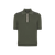 Deep military zipped polo, ribbon stitching 