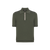 Deep military zipped polo, ribbon stitching 