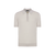 Pale fawn zipped polo, "Lion piquet"