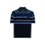 Navy blue zipped polo, "Block stripes"