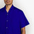 Electric blue casual shirt, "Maison ZILLI EST 1965" embroidery