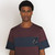 Deep cherry and blue t-shirt, round neck, "ZILLI" monogram in calfskin