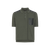 Deep military buttoned polo, leather pocket and inserts
