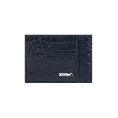Dark blue crocodile CC5 credit card holder - ZILLI