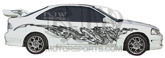 Adesivo Auto/Moto Tuning Dragon Tribal - Akachafactory - Dimensioni 100x90 Mm