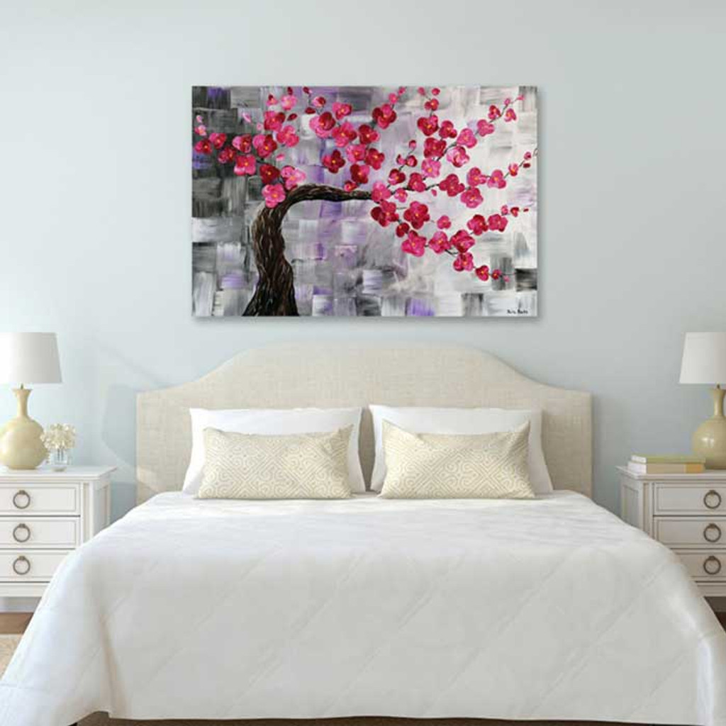 blooming peach tree painting by Julia Bars