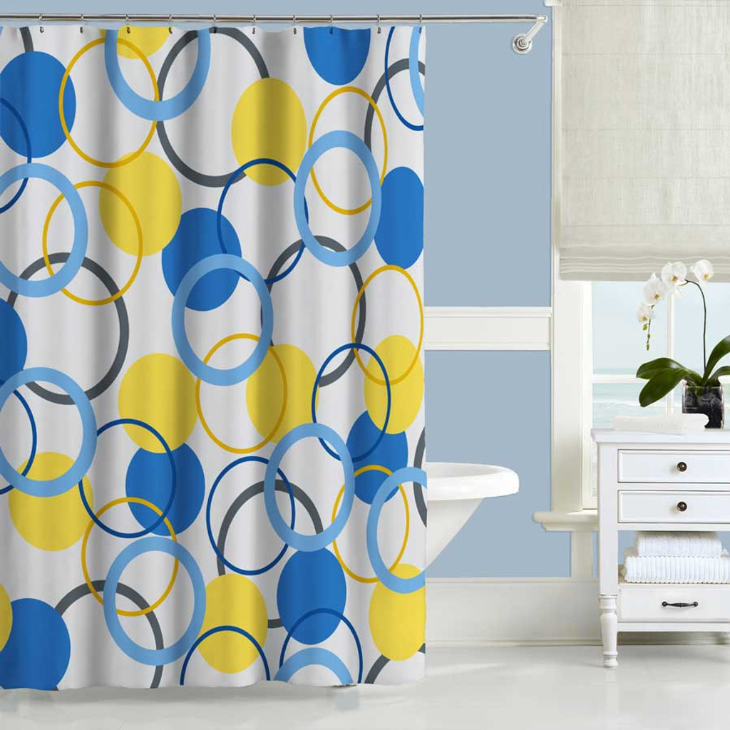 Geometric Shower Curtain Blue And Yellow