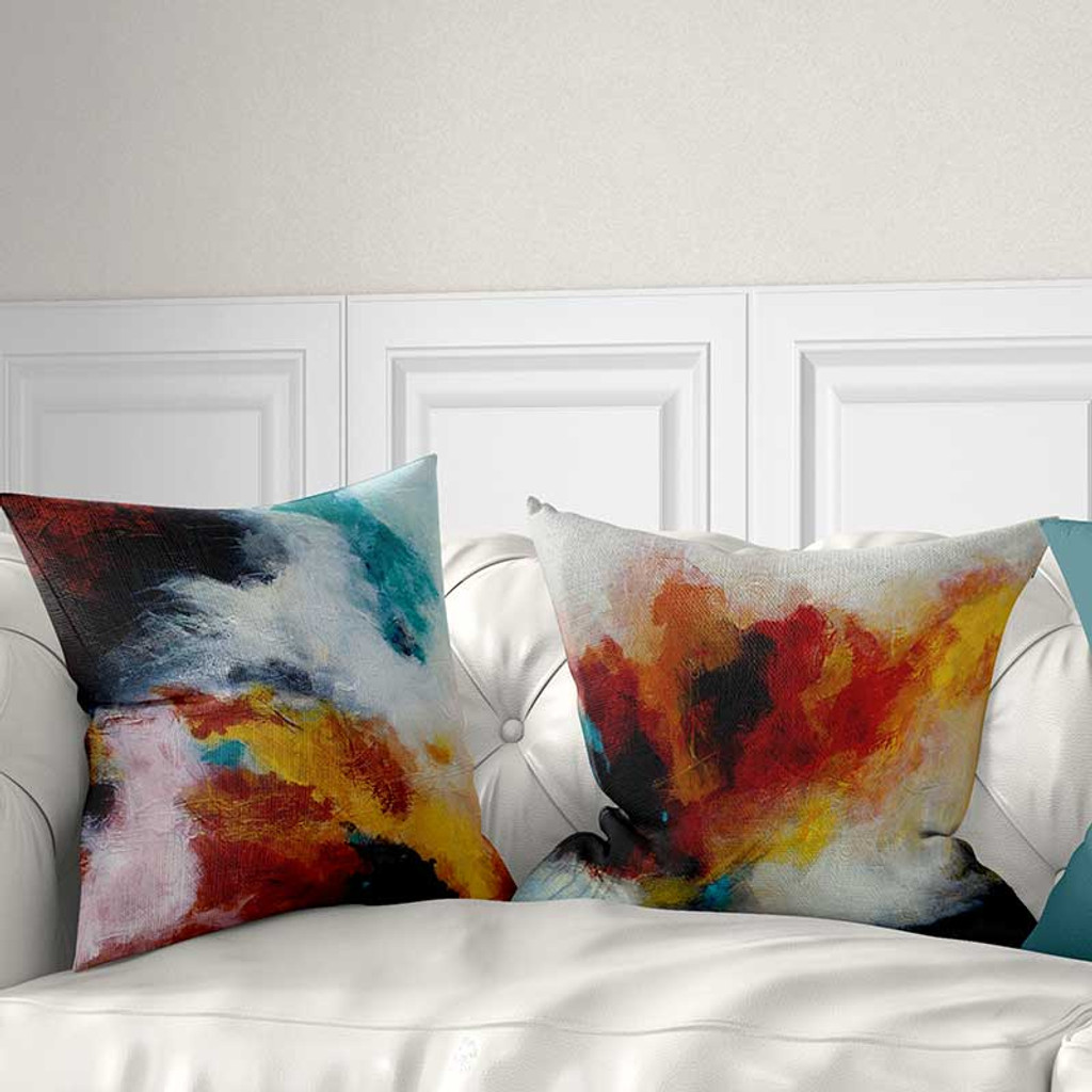 blue and red pillows