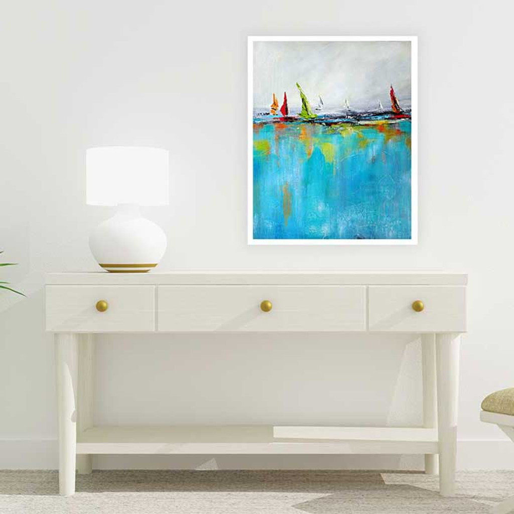 printable seascape painting, yacht and ocean art