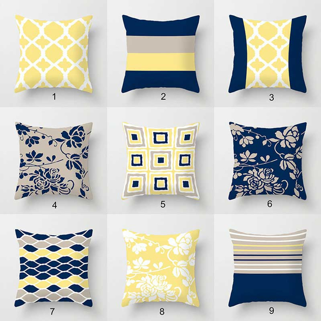 navy and beige pillows