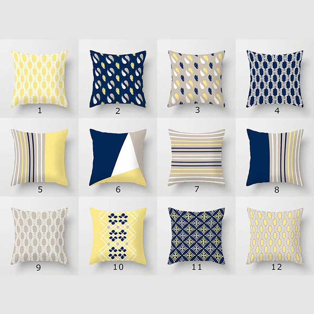 yellow and grey pillow cases