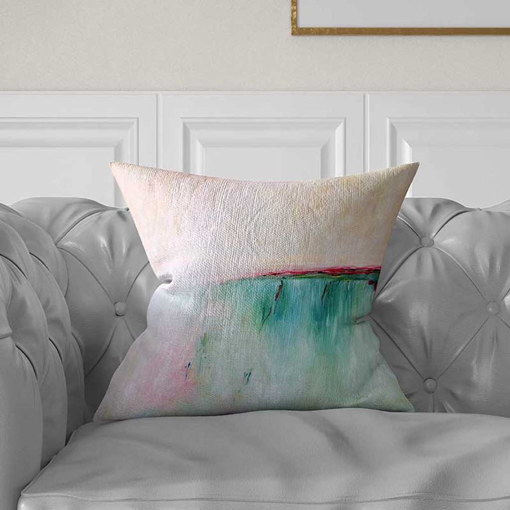 Abstract Pillow Cover Pink Pale Yellow Blue And Turquoise