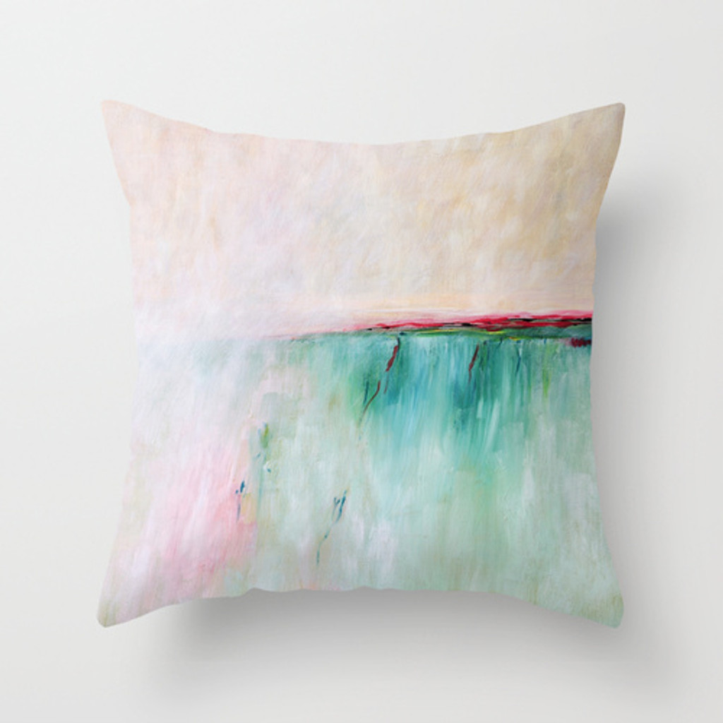 pink, yellow and blue decorative pillow by Julia Bars