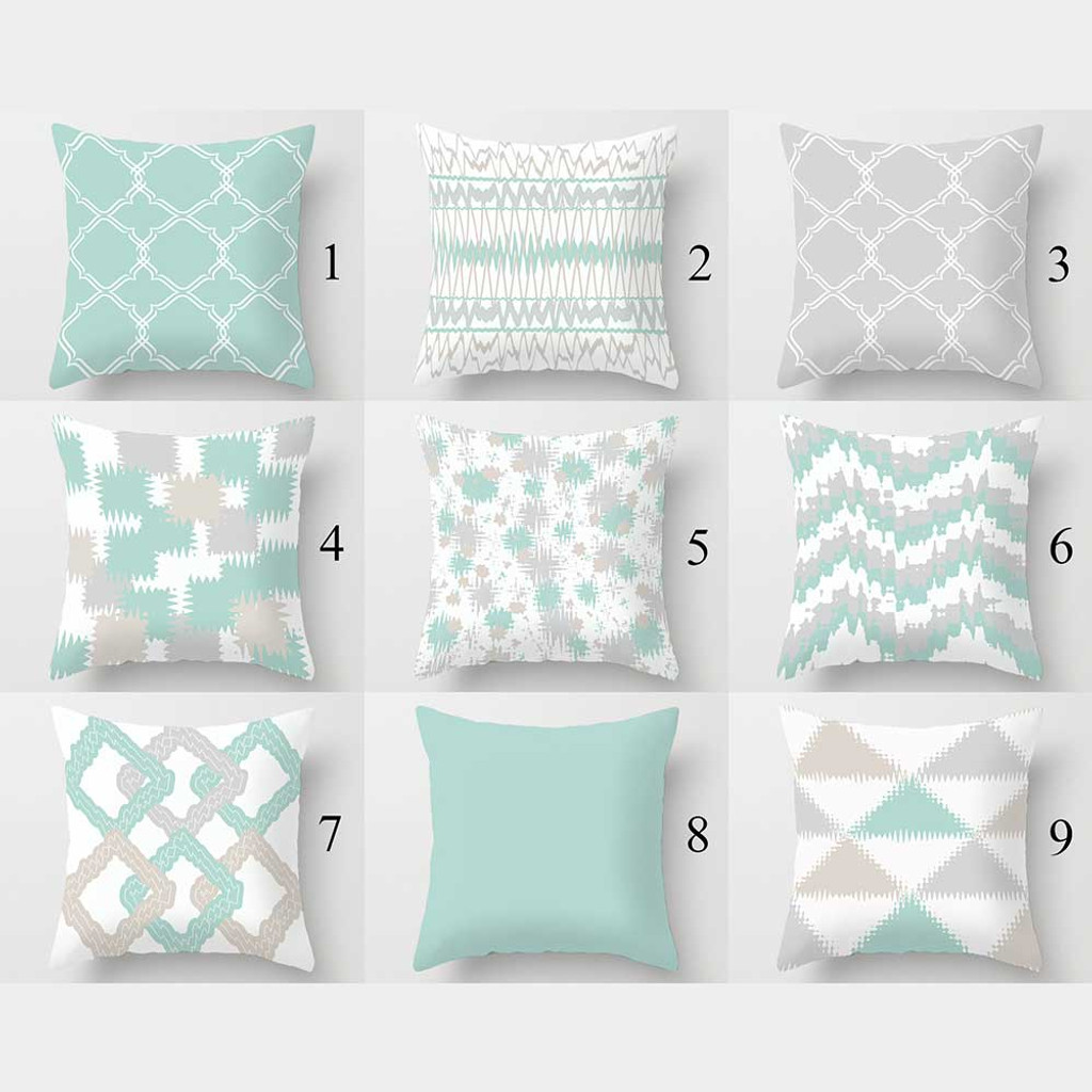 gray and beige pillows