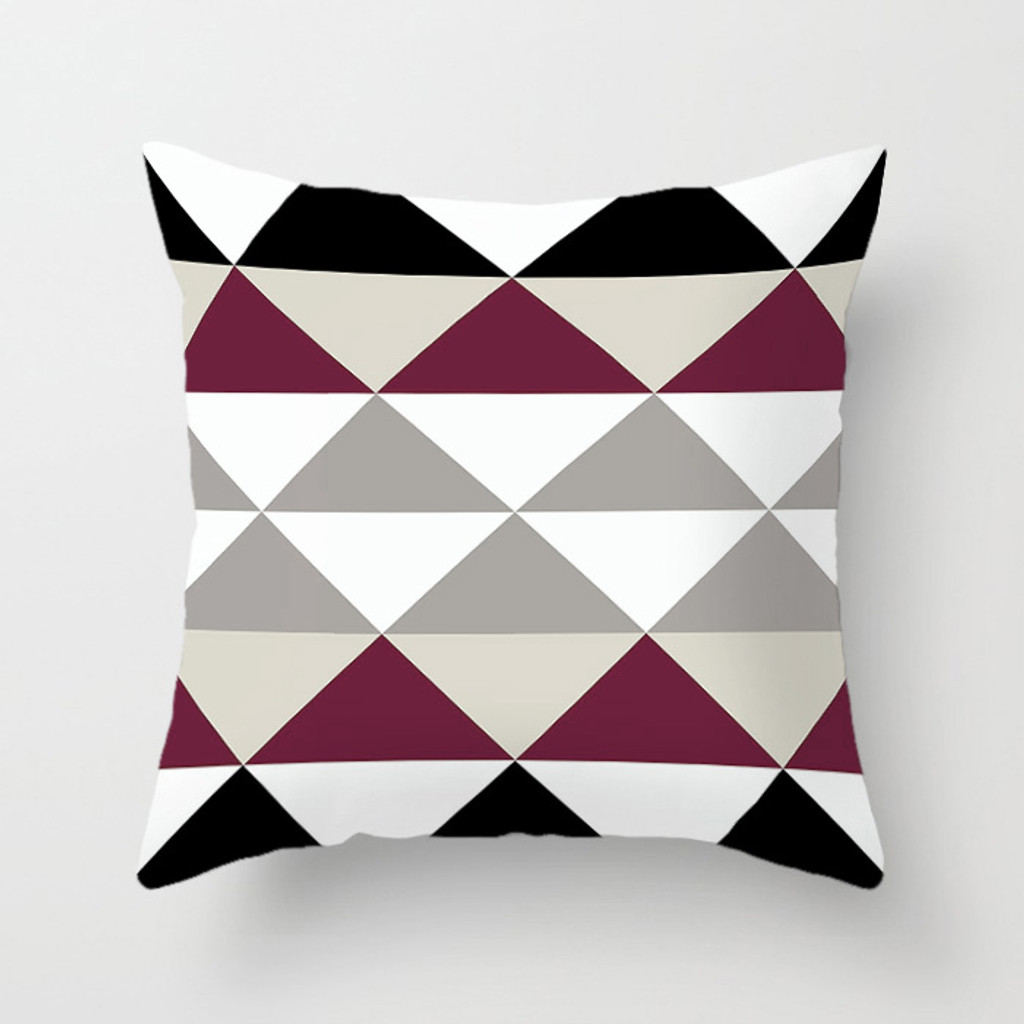 Burgundy Wine Gray Black Throw Pillow Covers, Geometric and Floral Cushions