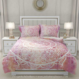 mandala duvet cover in pink and white