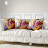 throw pillow covers with abstract art in red, purple and yellow
