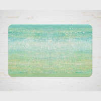 bathroom floor mat in mint green and blue