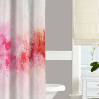 abstract floral pink and white shower curtain
